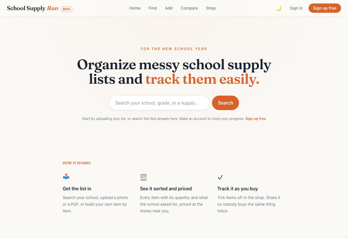 School Supply Run product screenshot